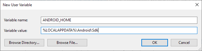 New User Variable (ANDROID_HOME)